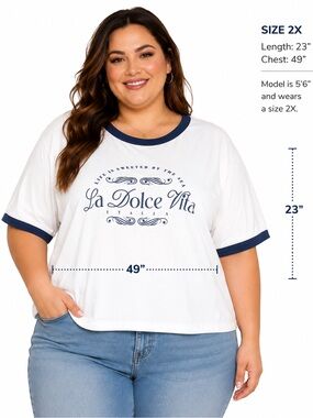 Mighty Fine “La Dolce Vita Italia” Graphic Tee NWT Women’s Plus Size 2X coastal